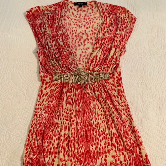 Sky brand pink leopard jeweled dress large - Picture 4 of 4